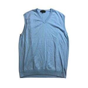 Bobby Jones Collection Mens Blue V-Neck Sweater Vest Cotton Viscose Cashmere L‎